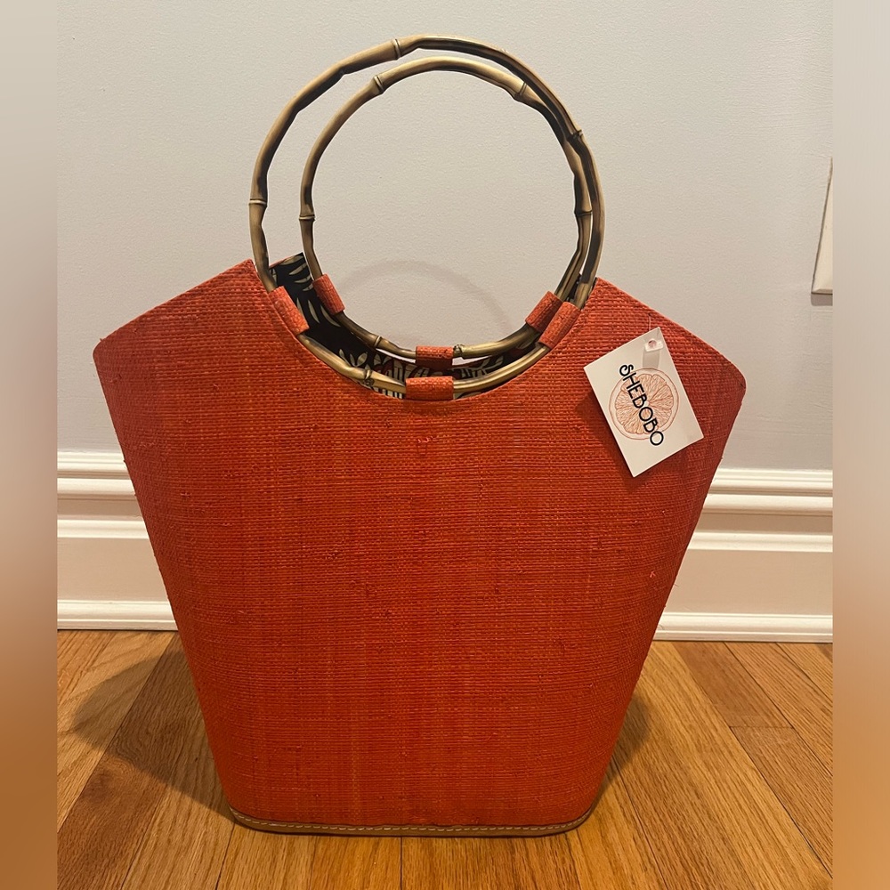 Adorable orange beach bag tag still on